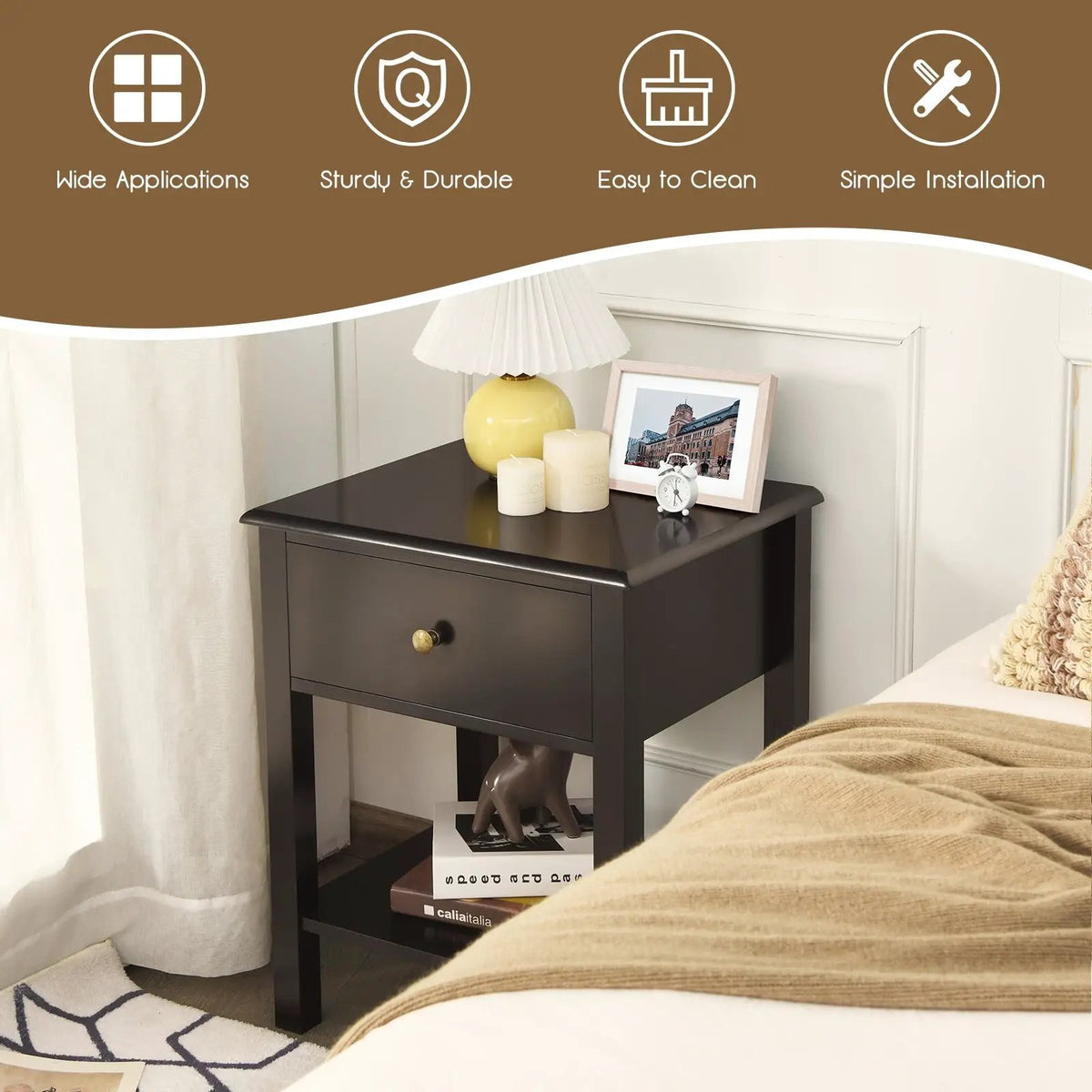 Nightstand End Table with Drawer and Shelf, photo 2 of 10