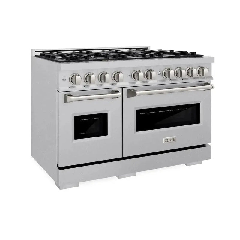 ZLINE 48" Dual Fuel Range, Gas Cooktop, Electric Convection Oven DuraSnow® Stainless Steel, CDRS-48 by Farmhouse Kitchen and Bath