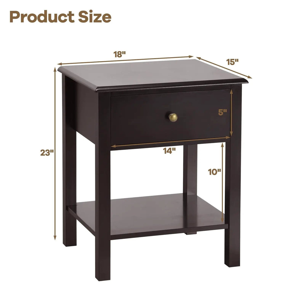 Nightstand End Table with Drawer and Shelf, photo 4 of 10