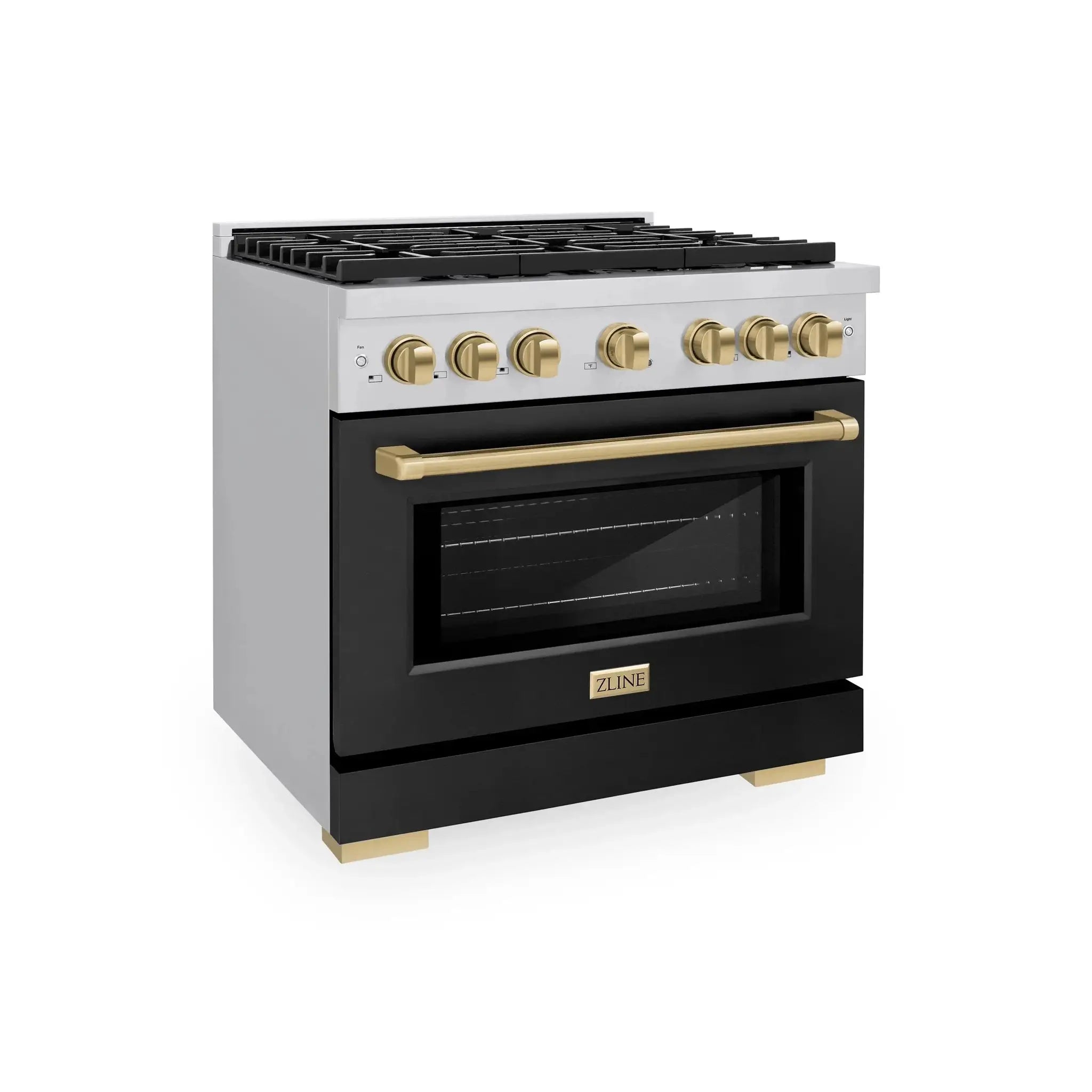 ZLINE 36"Paramount Dual Fuel Range Stainless Steel Black Matte Champagne Bronze SDRZ-BLM-36-CB by Farmhouse Kitchen and Bath
