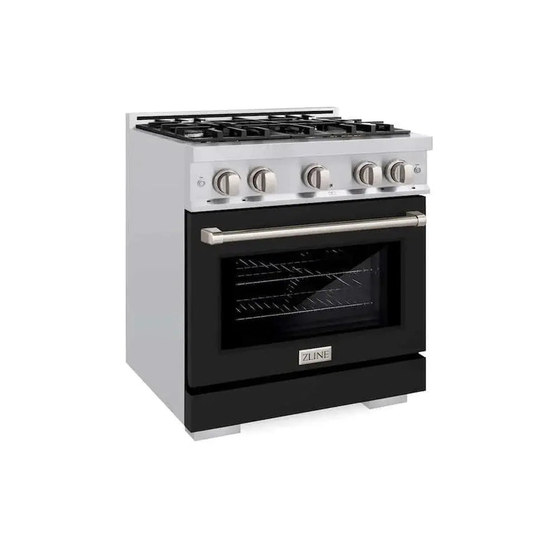 ZLINE 30" Select Gas Range Convection Gas Oven Stainless Steel Black Matte Door HGR-BLM-30 by Farmhouse Kitchen and Bath