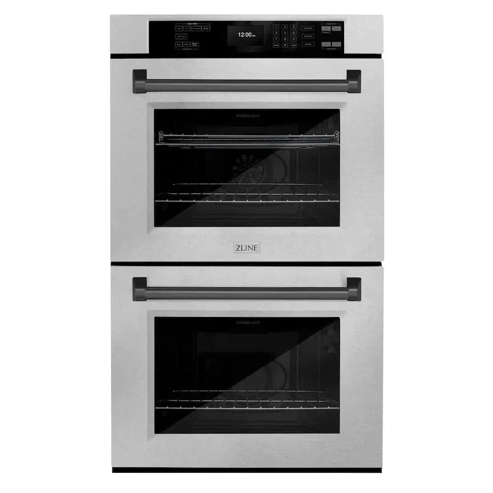 ZLINE 30"Professional True Convection Double Wall Oven, Air Fry, Self Clean, DuraSnow® Matte Black WADSZ-30-MB by Farmhouse Kitchen and Bath