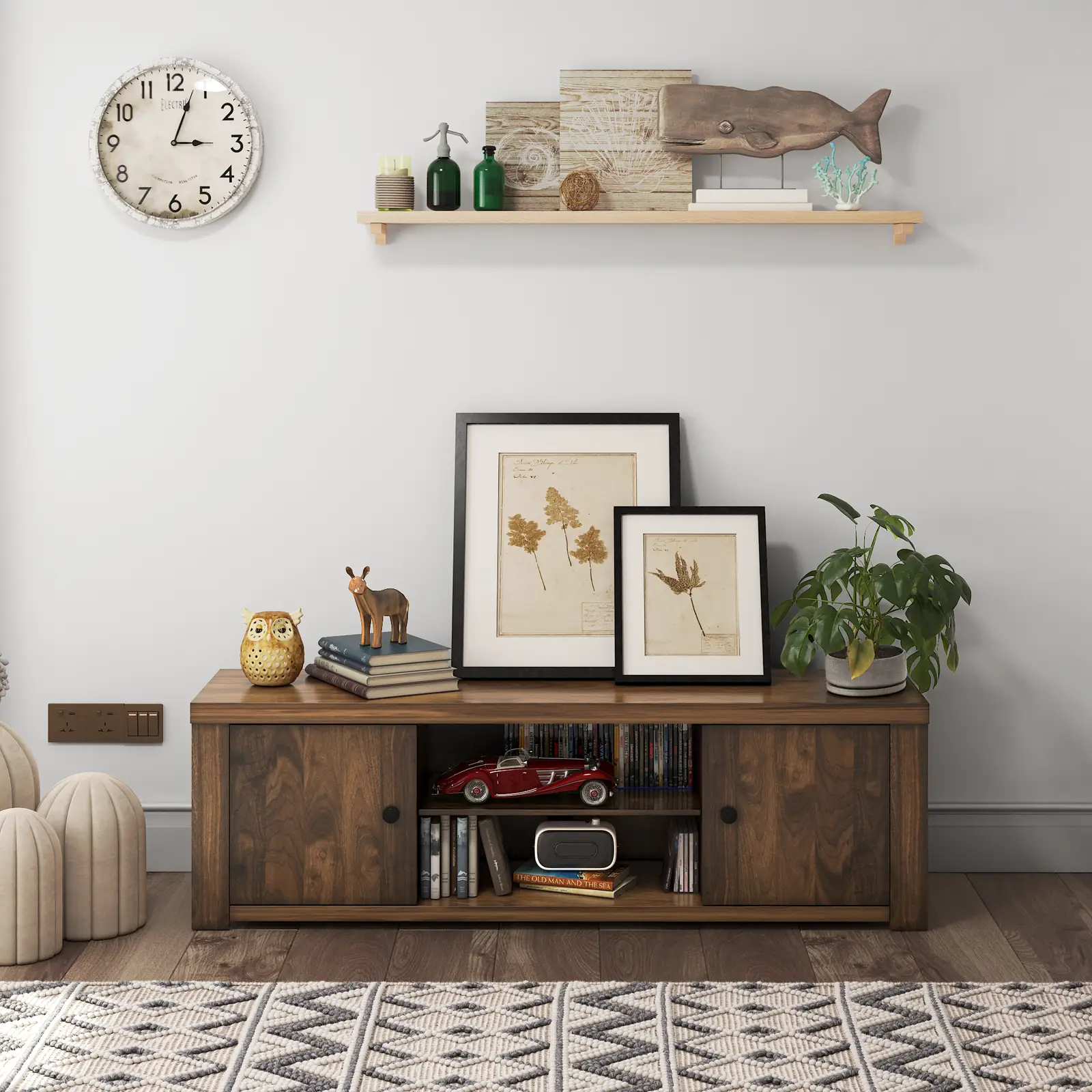 Classic Style TV Console Cabinet for 65-Inch TV with 2 Cable Management Holes by DirectDeals
