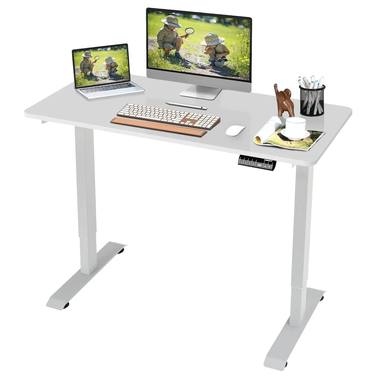 Electric Height Adjustable Standing Desk with Memory Controller by DirectDeals