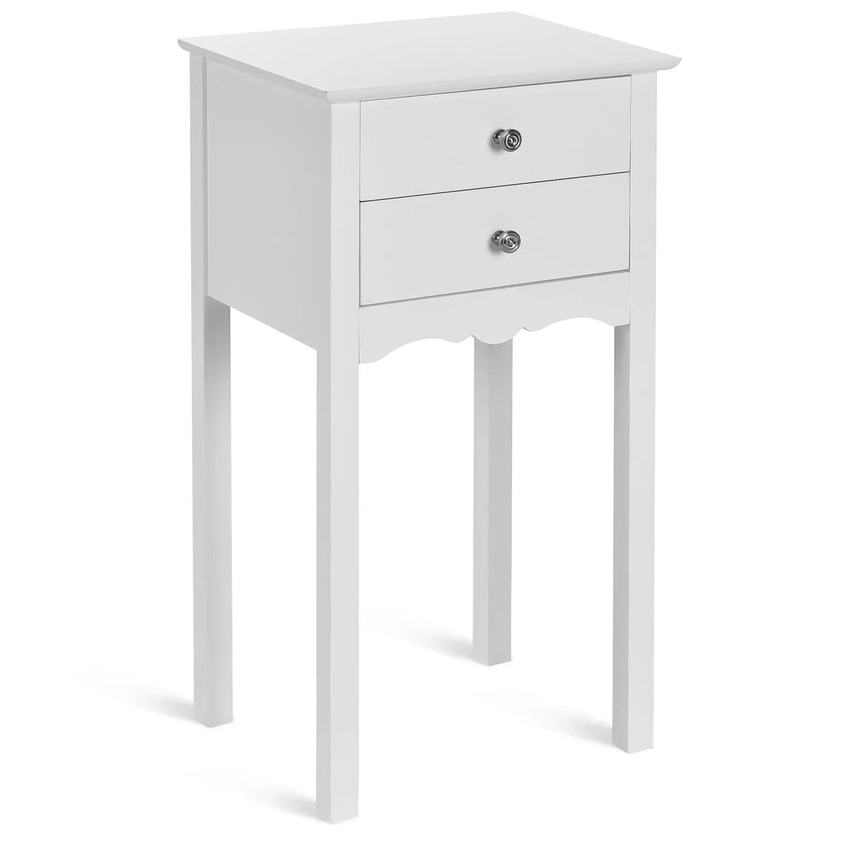 Side Table End Accent Table with 2 Drawers-White, photo 3 of 8