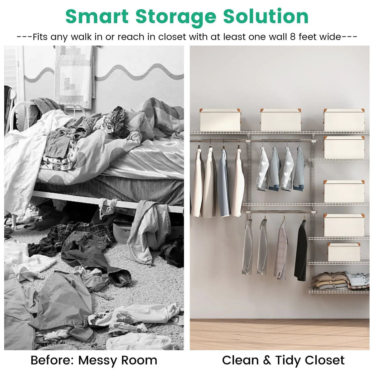 Adjustable Closet Organizer Kit with Shelves and Hanging Rods for 4 to 6 Feet, photo 15 of 16