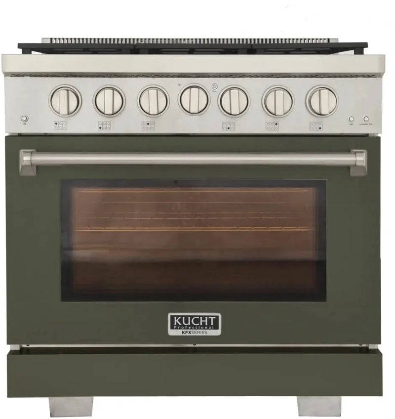 Kucht 36" Freestanding Professional Gas Range Liquid Propane KFX3600X/LP-G by Farmhouse Kitchen and Bath