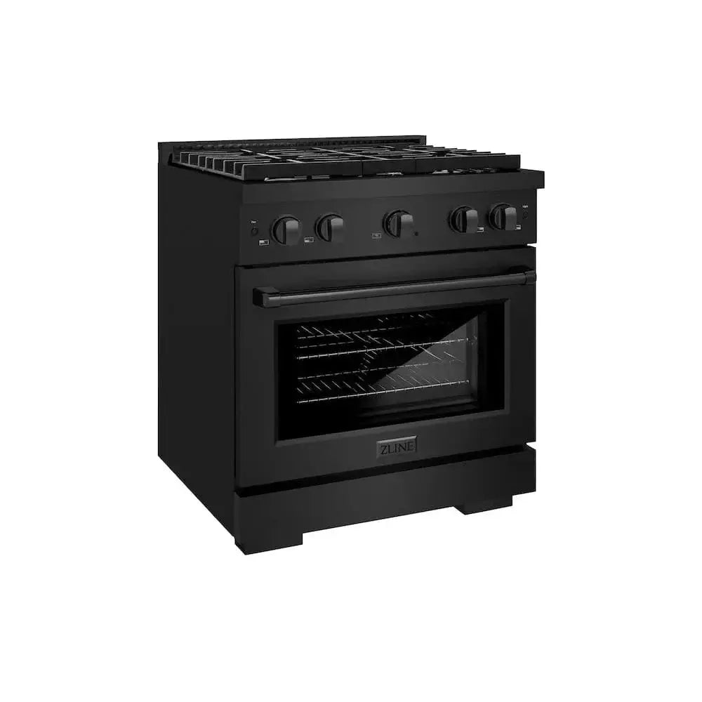 ZLINE 30"Paramount Dual Fuel Range Black Stainless Steel, SDRB-30 by Farmhouse Kitchen and Bath