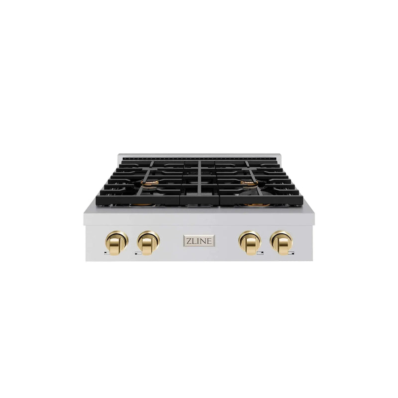 ZLINE 30" Paramount Gas Rangetop Stainless Steel Gold SRTZ-30-G by Farmhouse Kitchen and Bath