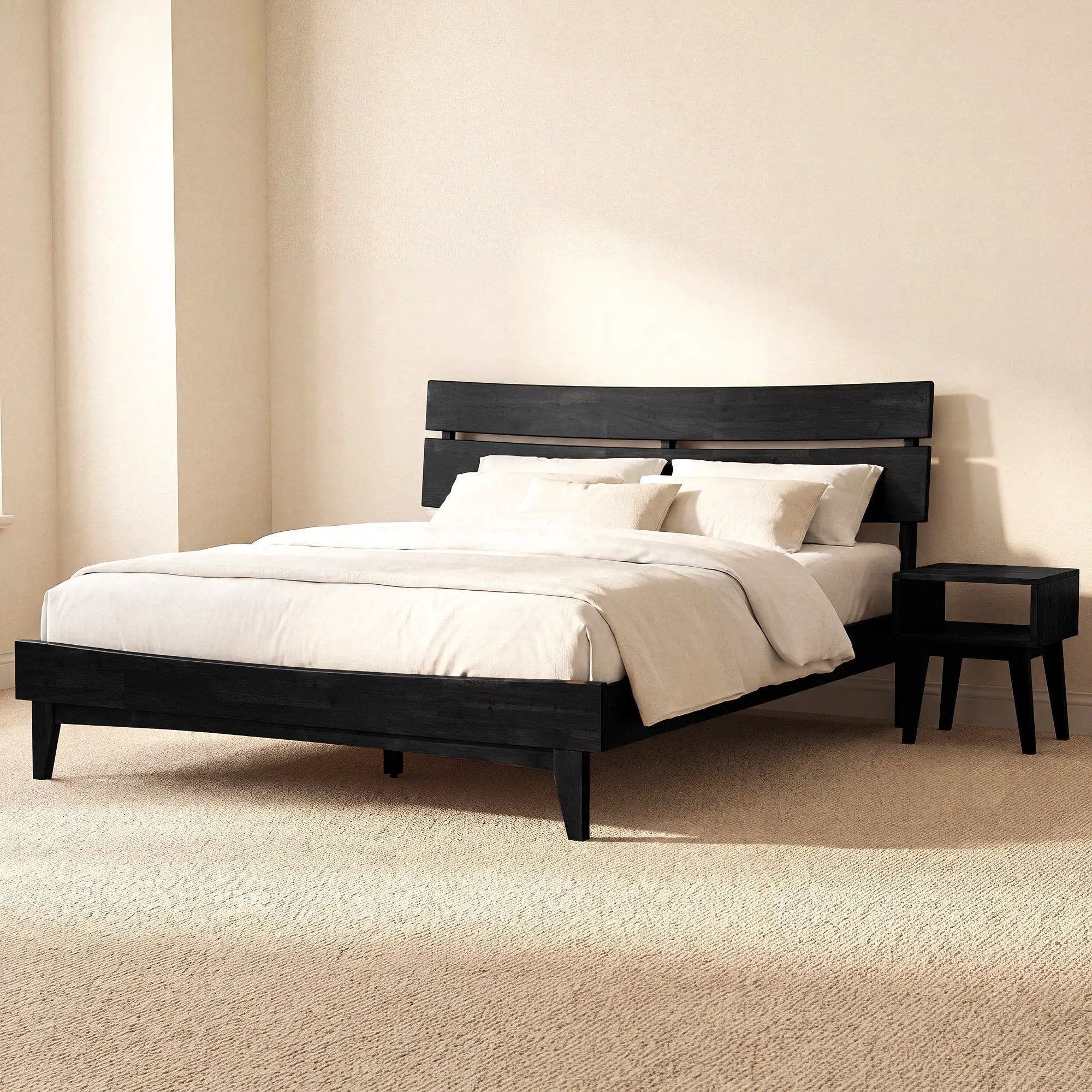 [Buy 1 Get 1] Aurora Solid Wood Bed Frame & Nightstand by Megsu