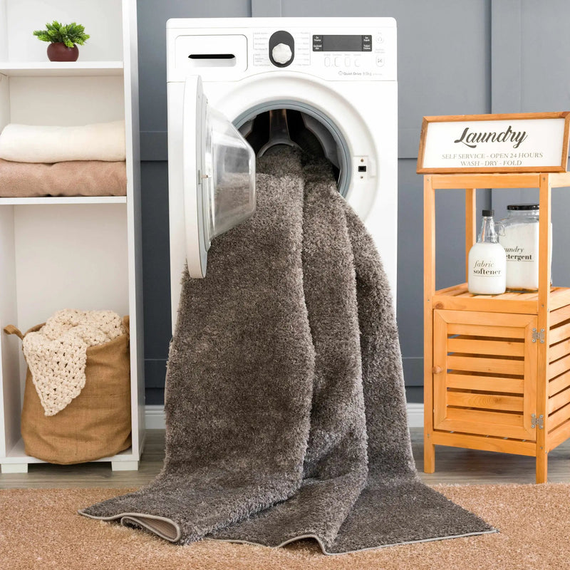 Judy Solid Dark Gray Washable Shag Rug - Clearance by Boutique Rugs