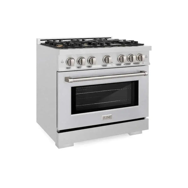 ZLINE 36" Select Gas Range Convection Gas Oven DuraSnow® Stainless Steel Brass Burners HGRS-BR-36