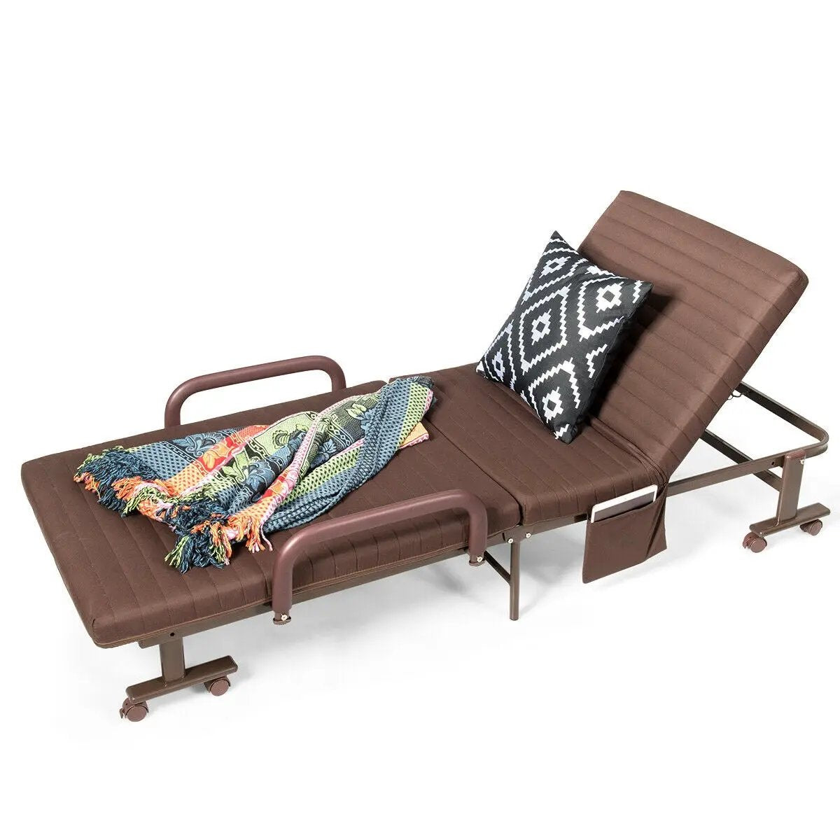 Adjustable Folding Guest Bed Frame with Mattress and Wheels, photo 6 of 24