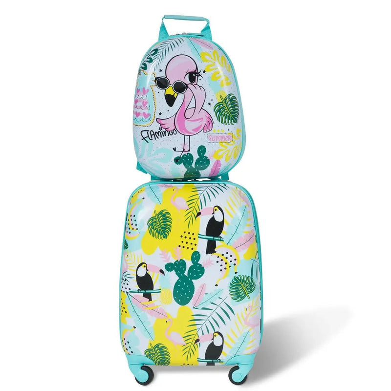 2 Pieces Kid's Luggage Set 12-inch Backpack and 16-inch Rolling Suitcase Travel by DirectDeals