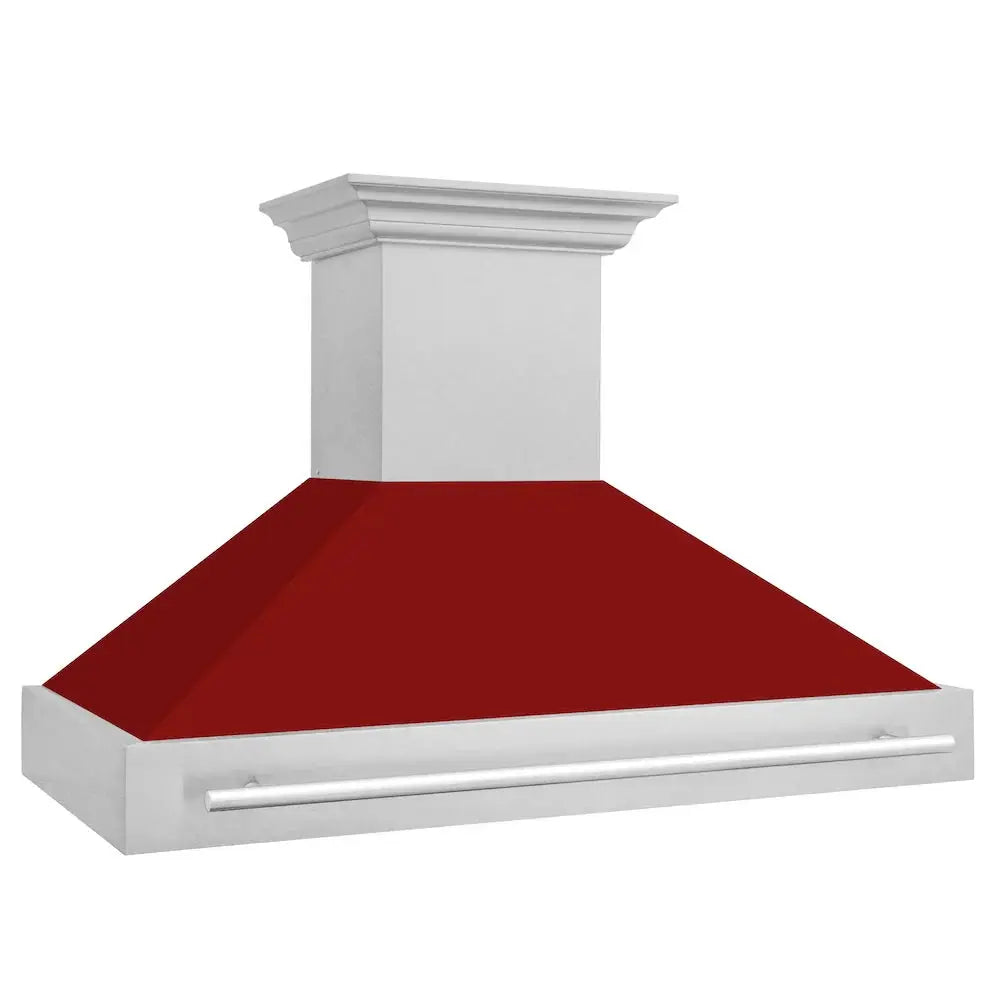 ZLINE 48" Autograph DuraSnow Stainless Red Wall Range Hood 8654SNX-RG-48 by Farmhouse Kitchen and Bath
