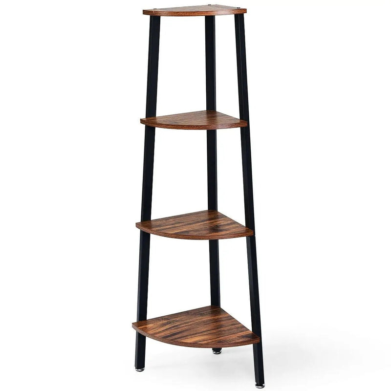 4-Tier Corner Shelf Metal Storage Rack Domestic Bookcase by DirectDeals