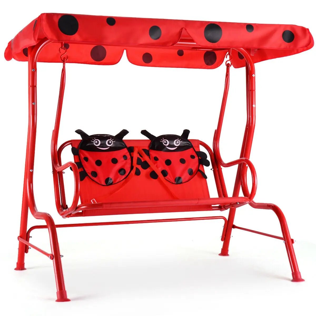 2-Seater Kids Patio Swing with Metal Stand and Adjustable Canopy-Navy by DirectDeals