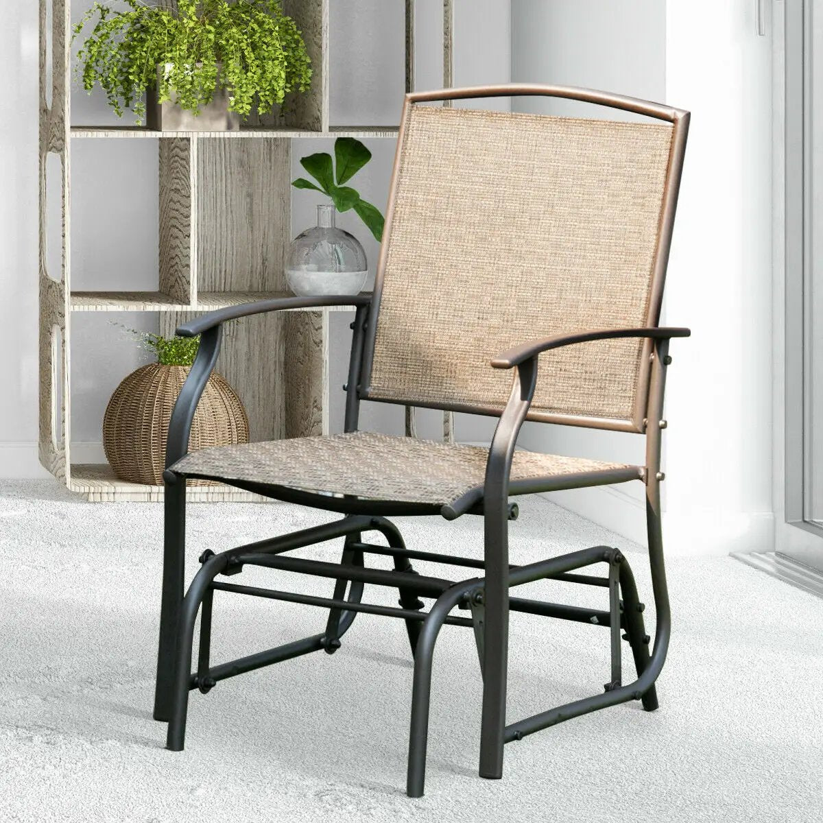 Steel Frame Garden Swing Single Glider Chair Rocking Seating by DirectDeals