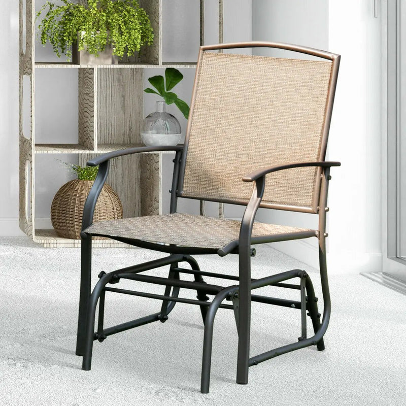 Steel Frame Garden Swing Single Glider Chair Rocking Seating by DirectDeals