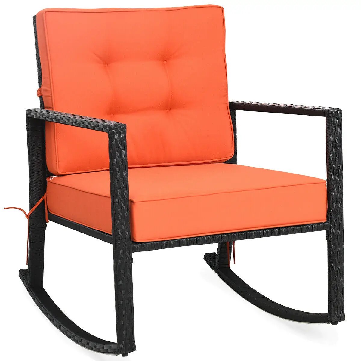 Patio Rattan Rocker Outdoor Glider Rocking Chair Cushion Lawn by DirectDeals