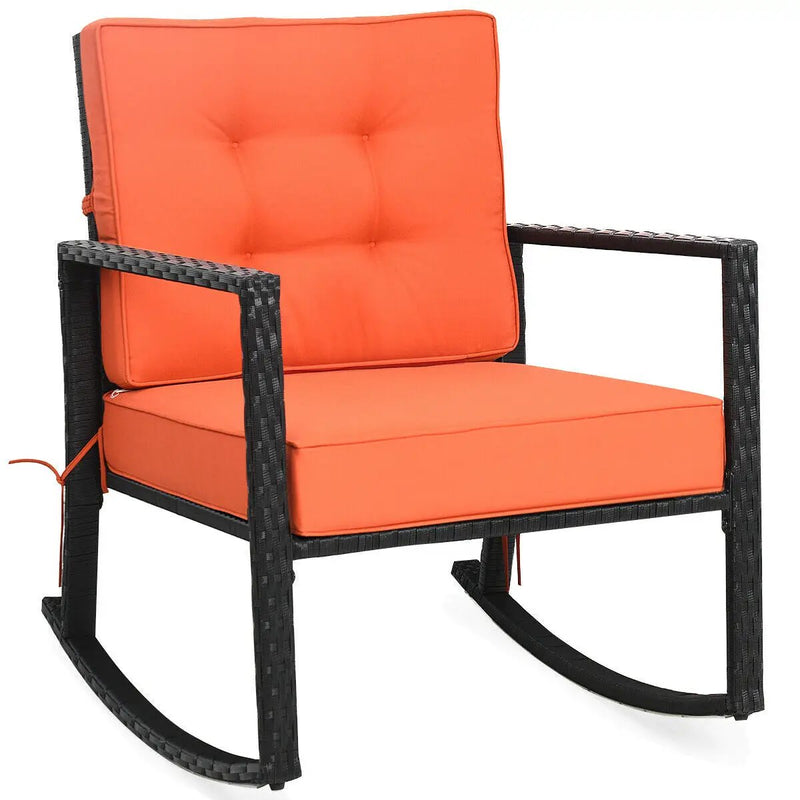 Patio Rattan Rocker Outdoor Glider Rocking Chair Cushion Lawn by DirectDeals