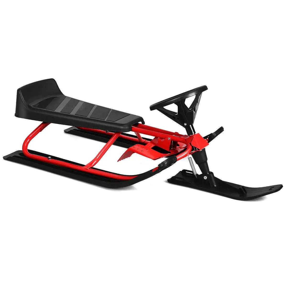 Kids Snow Sled with Steering Wheel and Double Brakes Pull Rope, photo 3 of 16