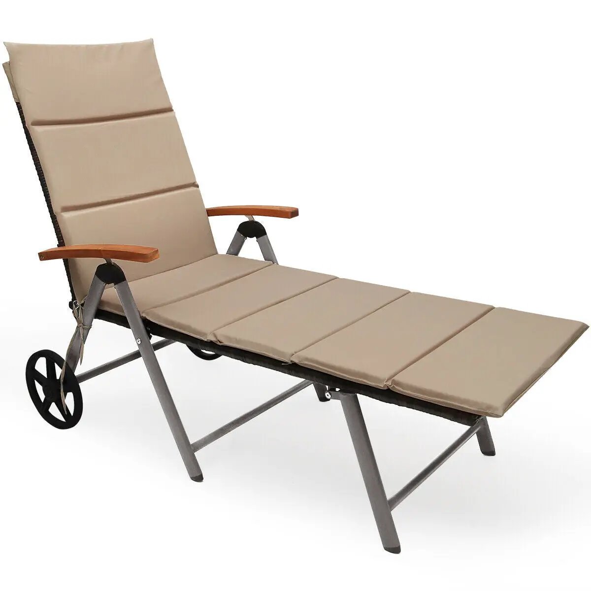 Outdoor Chaise Lounge Chair Rattan Lounger Recliner Chair, photo 3 of 11