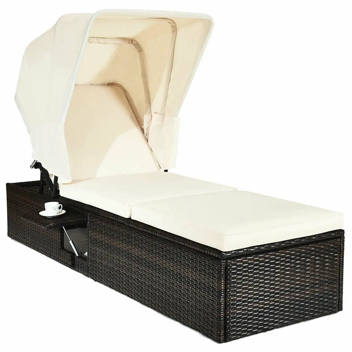 Outdoor Chaise Lounge Chair with Folding Canopy by DirectDeals