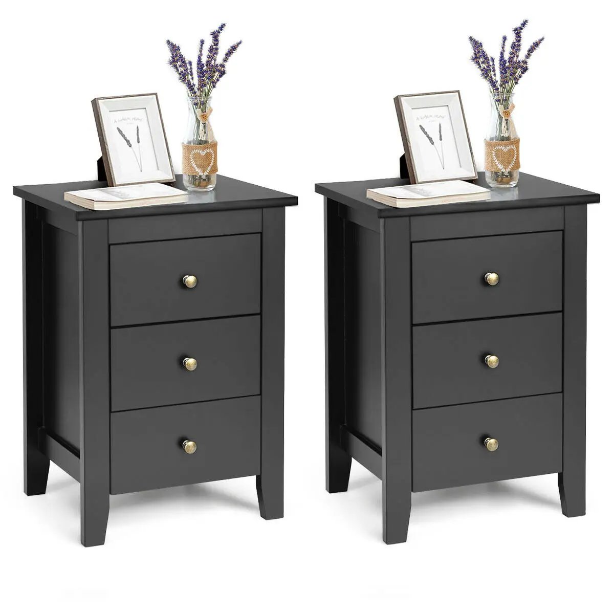 Set of 2 Nightstand End Beside Table Drawers, photo 3 of 10