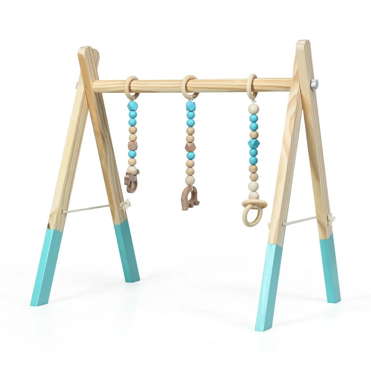 Portable 3 Wooden Newborn Baby Exercise Activity Gym Teething Toys Hanging Bar by DirectDeals