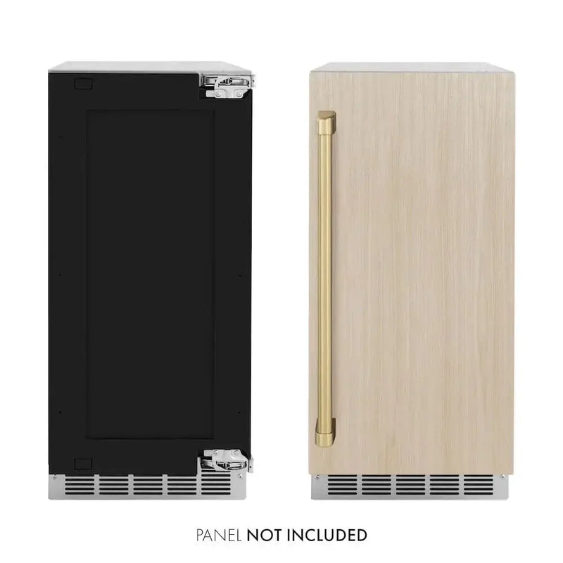 ZLINE 15" Touchstone Clear Cube Ice Maker Drain Pump Panel Ready Door Champagne Bronze Door ICCDPZ-15-CB by Farmhouse Kitchen and Bath