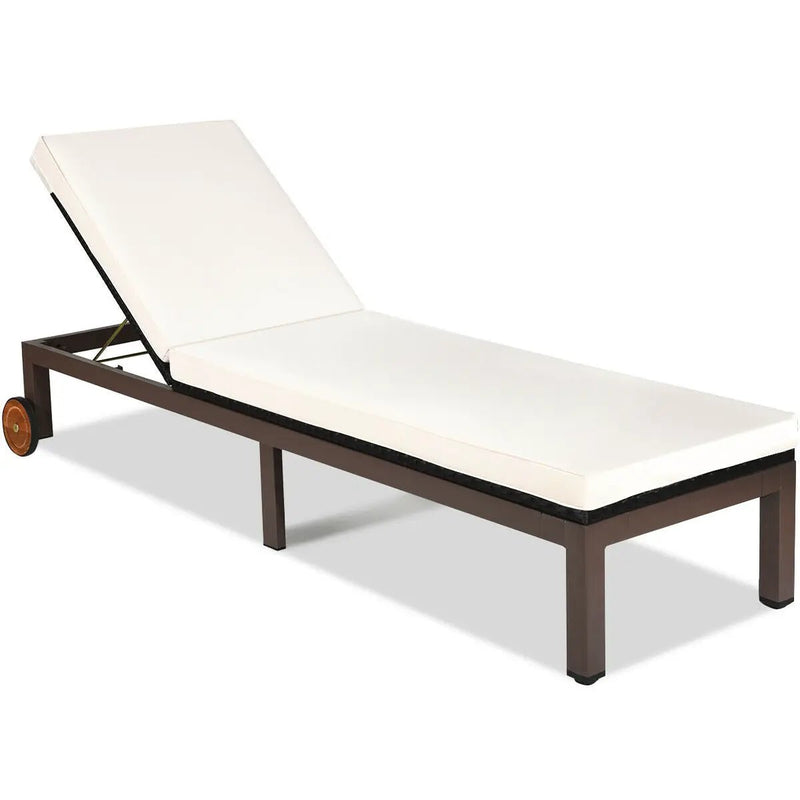 Back Adjustable Cushioned Patio Rattan Lounge Chair by DirectDeals