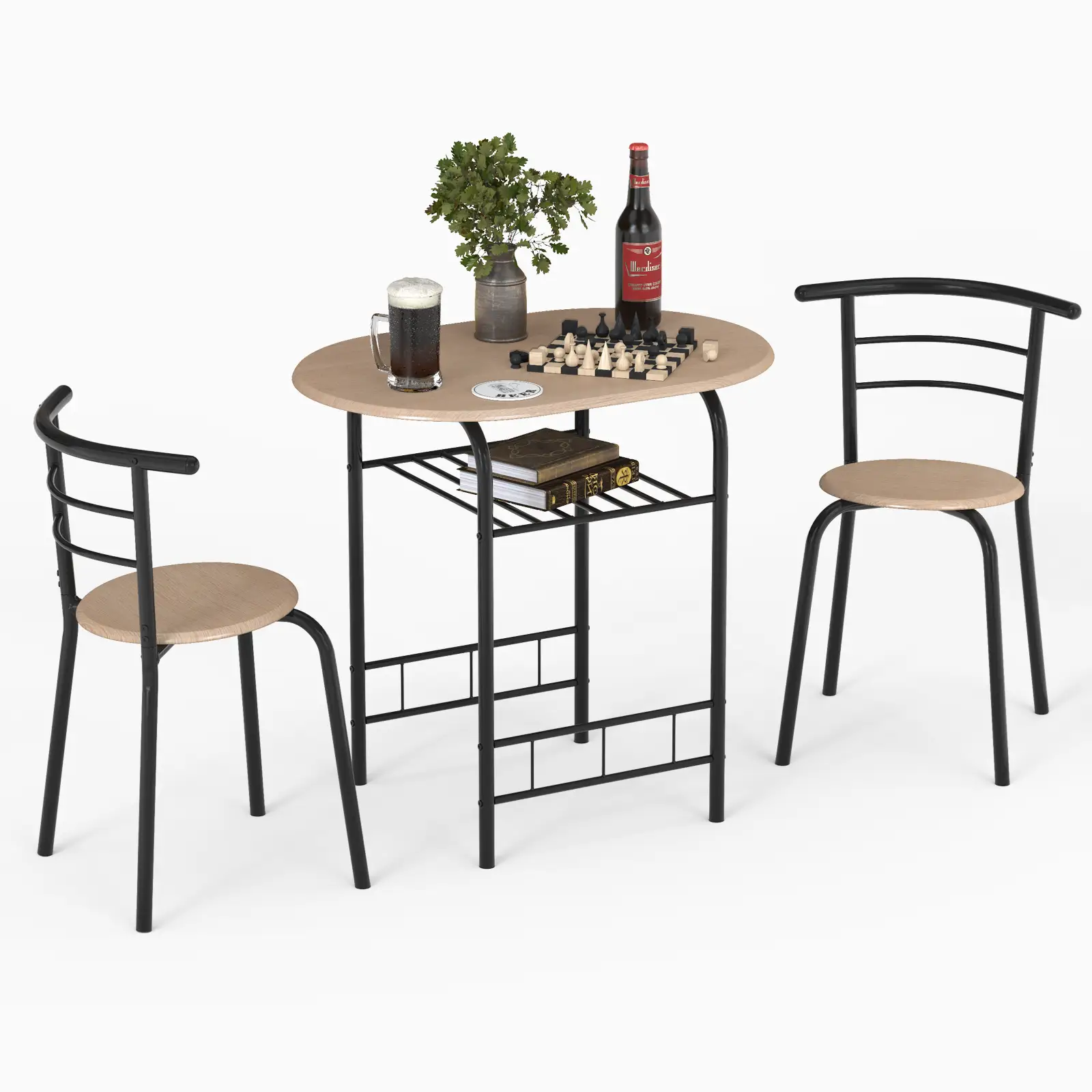 3 pcs Home Kitchen Bistro Pub Dining Table 2 Chairs Set by DirectDeals