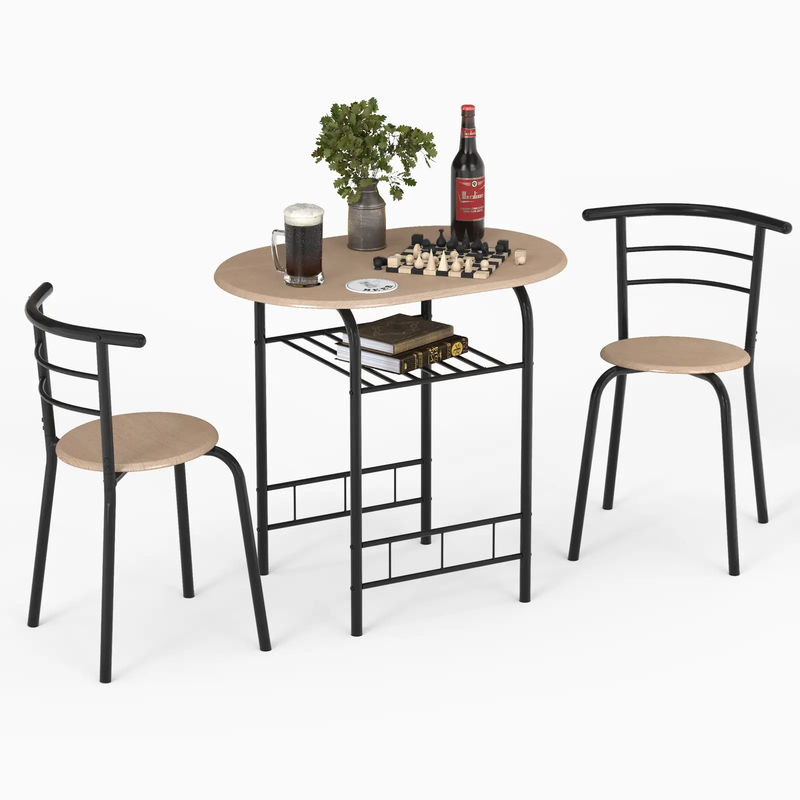 3 pcs Home Kitchen Bistro Pub Dining Table 2 Chairs Set by DirectDeals