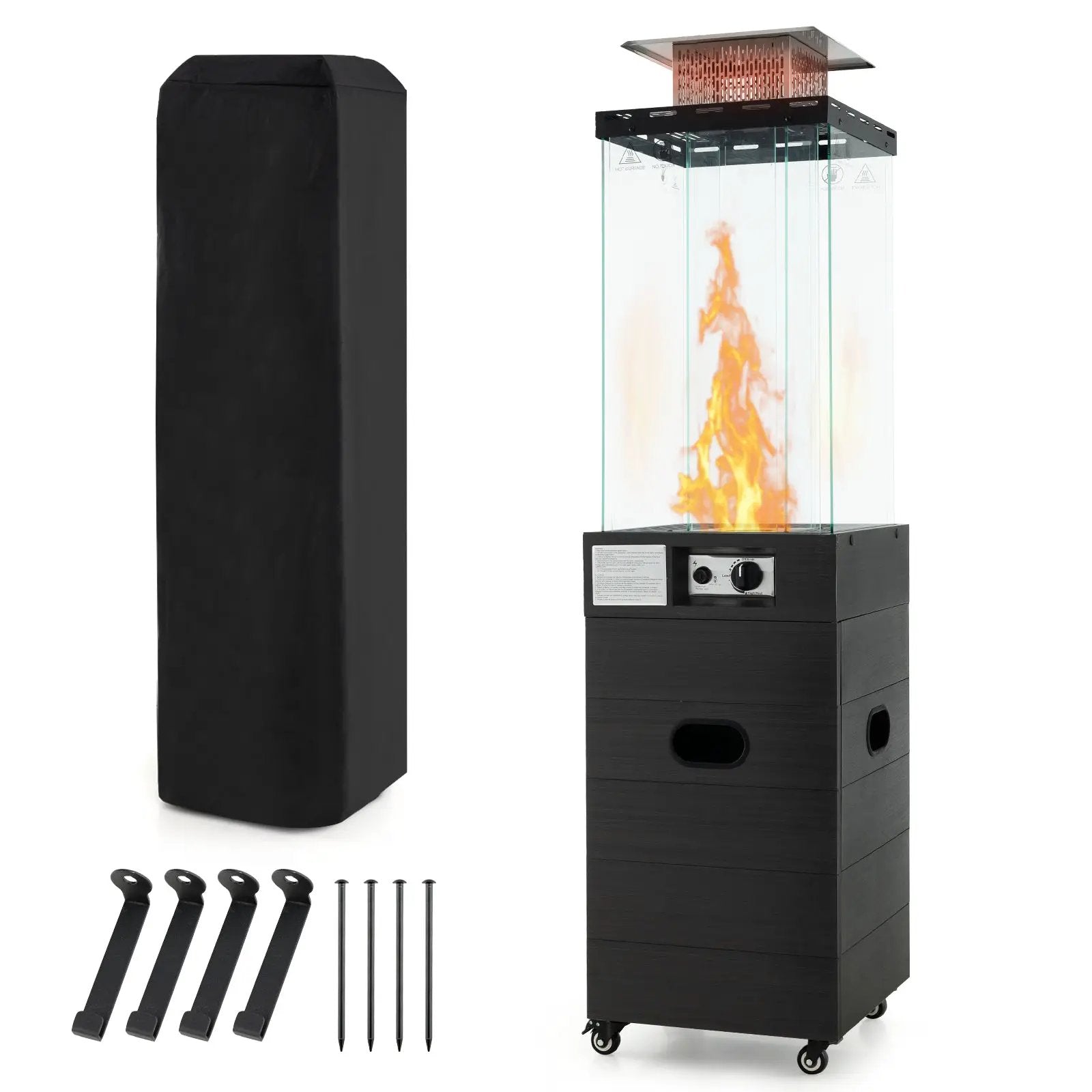 40000 BTU Patio Heater Outdoor Propane Gas Heater with Cover and Wheels-Black by DirectDeals