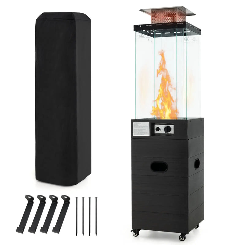 40000 BTU Patio Heater Outdoor Propane Gas Heater with Cover and Wheels-Black by DirectDeals