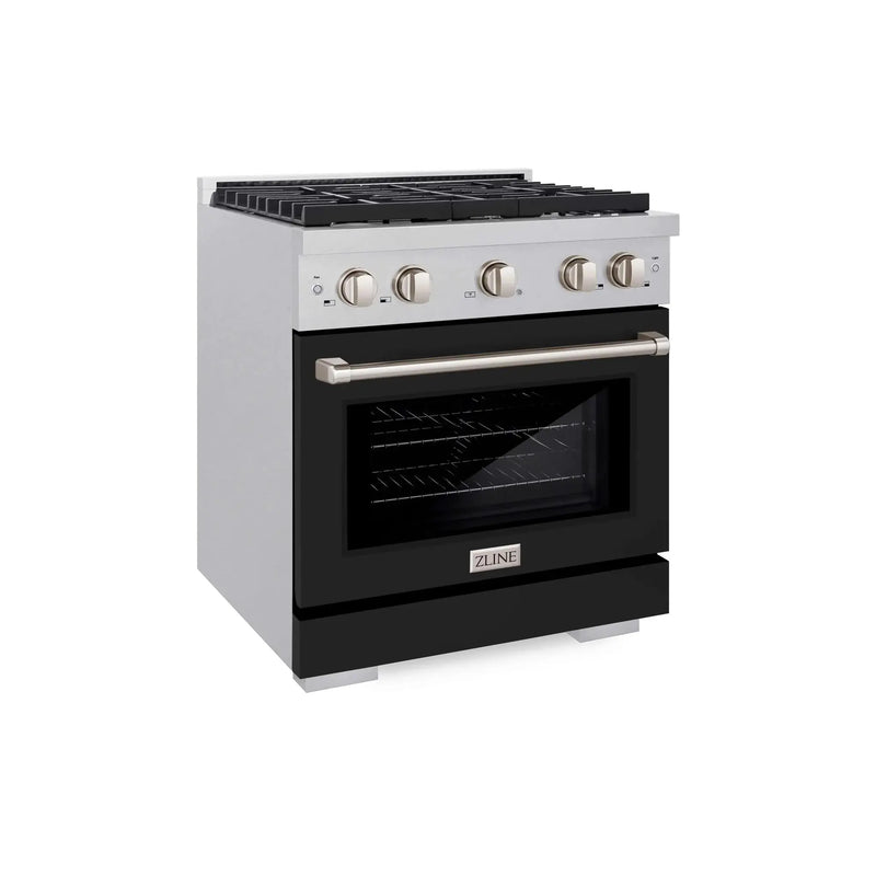 ZLINE 30"Paramount Dual Fuel Range DuraSnow® Black Matte SDRS-BLM-30 by Farmhouse Kitchen and Bath