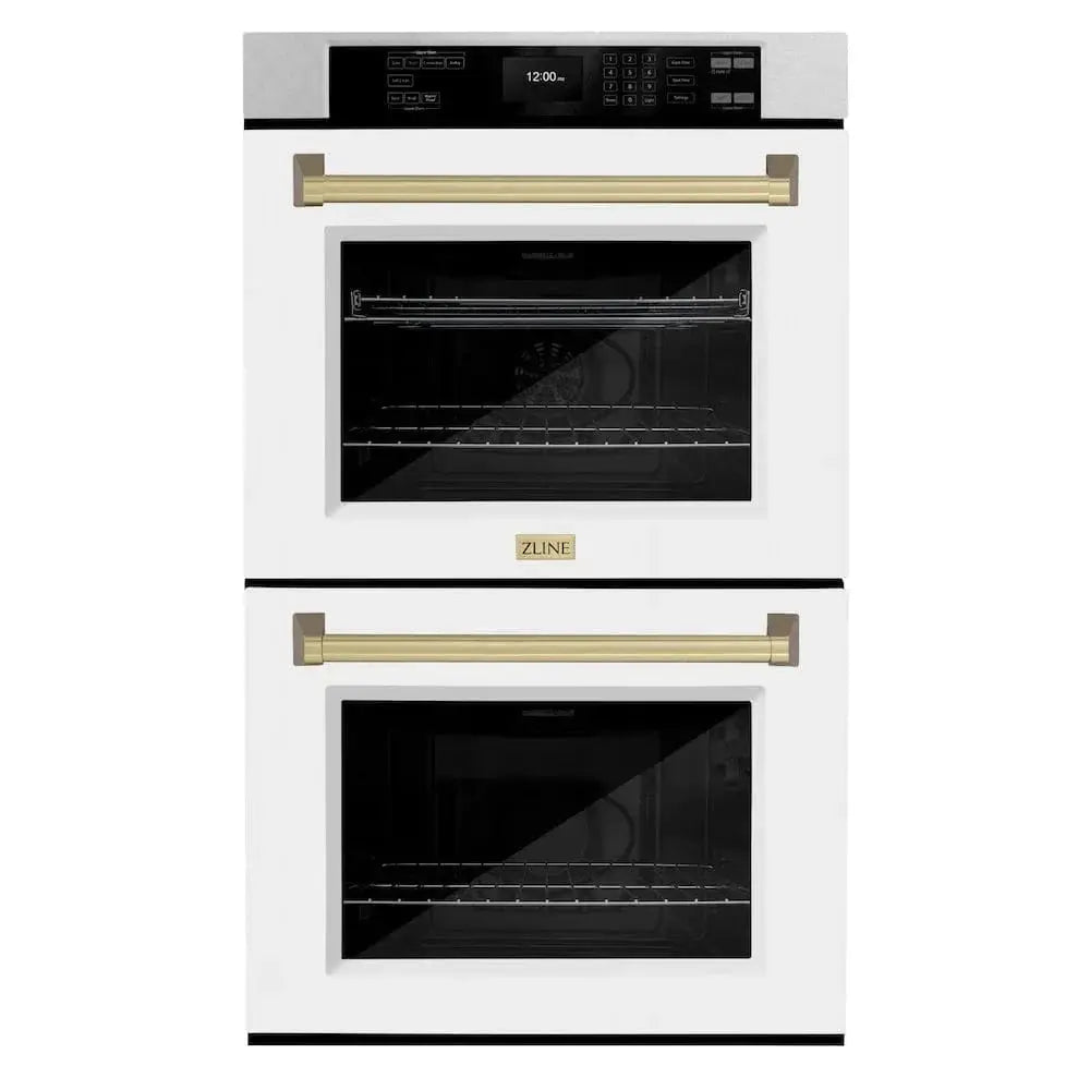 ZLINE 30"Professional True Convection Double Wall Oven, Air Fry, Self Clean, DuraSnow® Champagne Bronze WADSZ-WM-30-CB by Farmhouse Kitchen and Bath