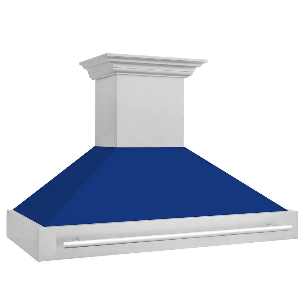 ZLINE 48" Autograph DuraSnow Stainless Blue Wall Range Hood 8654SNX-BG-48 by Farmhouse Kitchen and Bath
