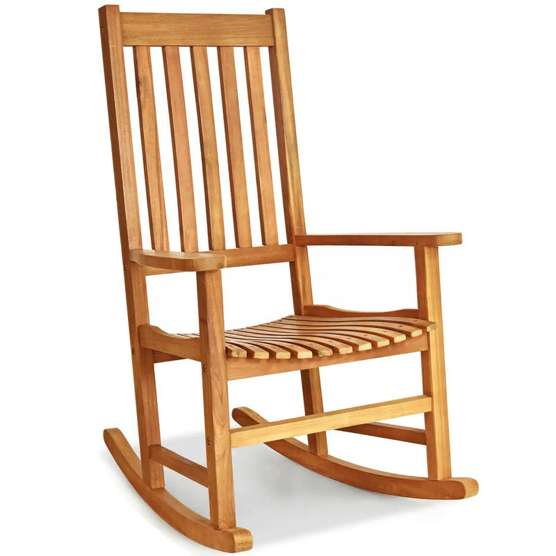 Indoor Outdoor Wooden High Back Rocking Chair by DirectDeals