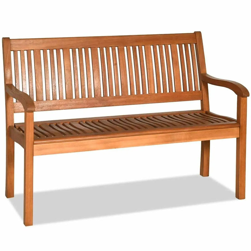 Two Person Solid Wood Garden Bench with Curved Backrest and Wide Armrest by DirectDeals