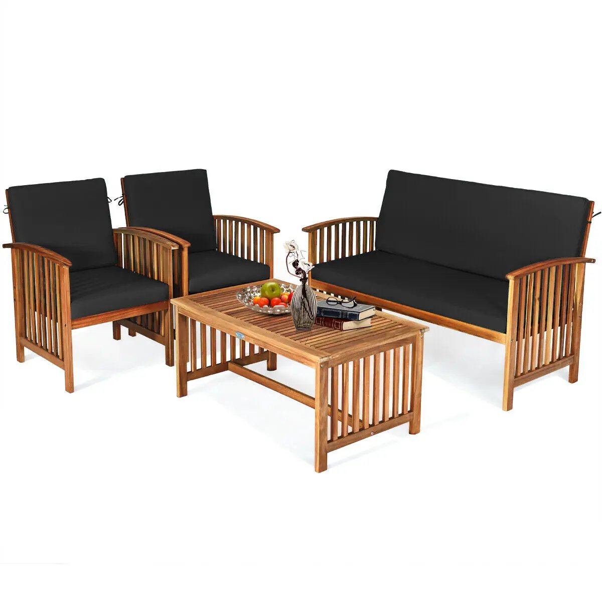 4 Pieces Patio Solid Wood Furniture Set by DirectDeals