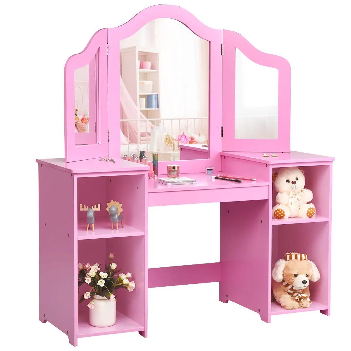 Kids Tri Folding Mirror Makeup Dressing Vanity Table Set, photo 4 of 9