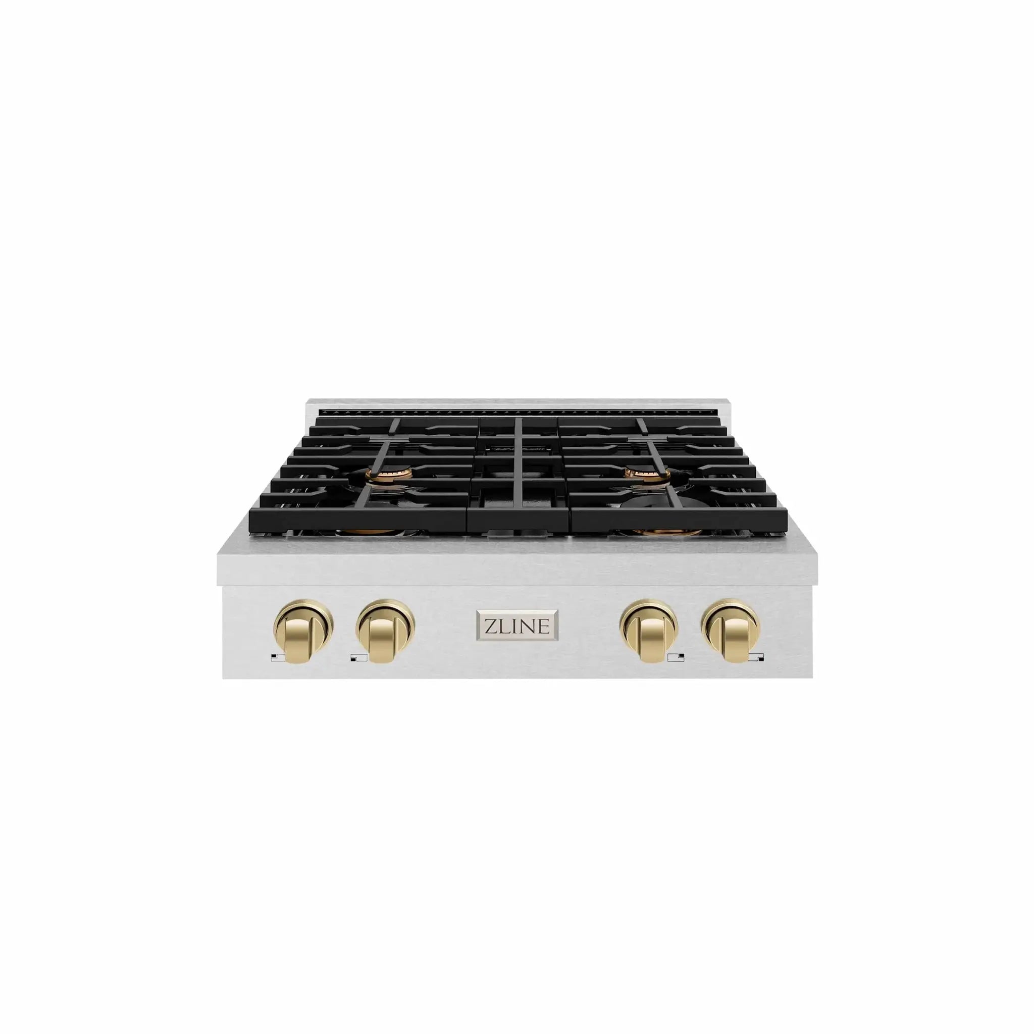 ZLINE 30" Paramount Gas Rangetop DuraSnow® Stainless Steel Champagne Bronze SRTSZ-30-CB by Farmhouse Kitchen and Bath