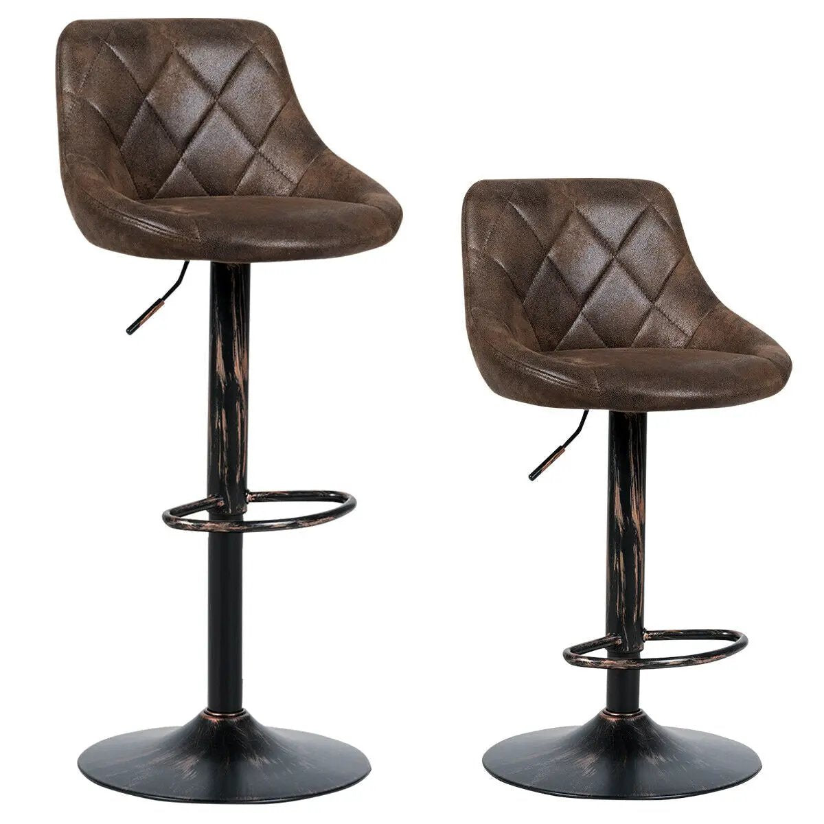 Set of 2 Adjustable Bar Stools with Backrest and Footrest by DirectDeals