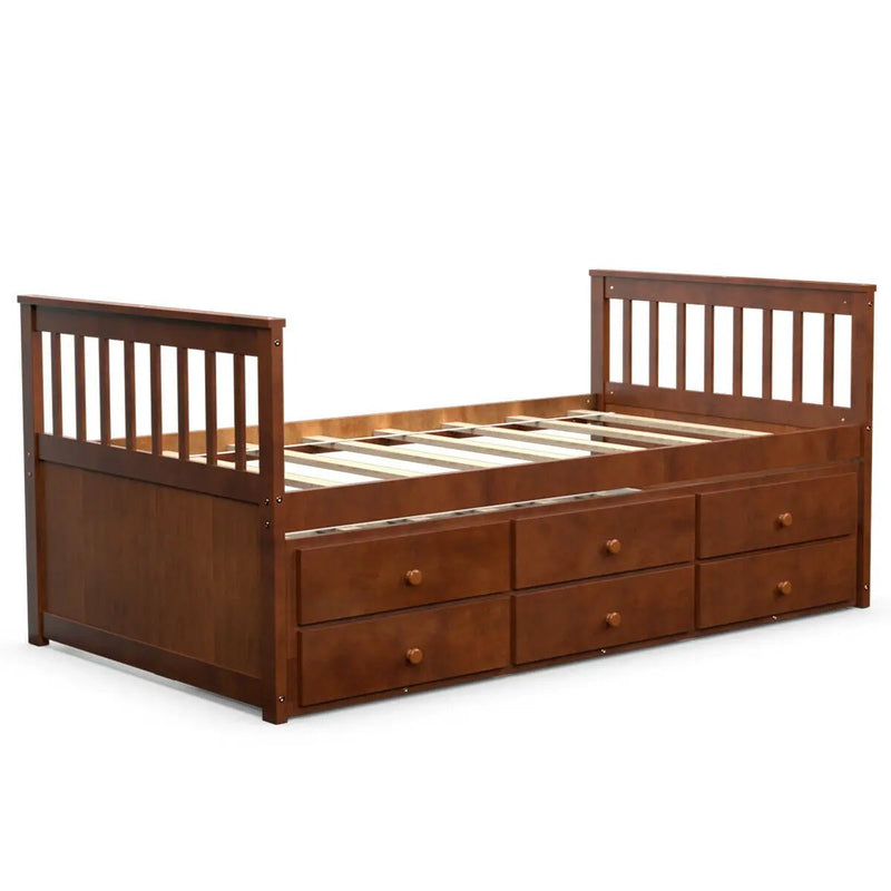 Twin Captain’s Bed with Trundle and 3 Storage Drawers by DirectDeals