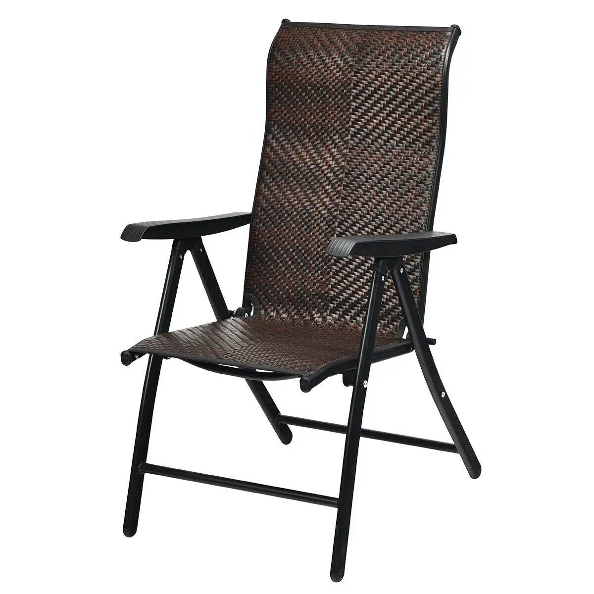 Patio Rattan Folding Chair with Armrest by DirectDeals