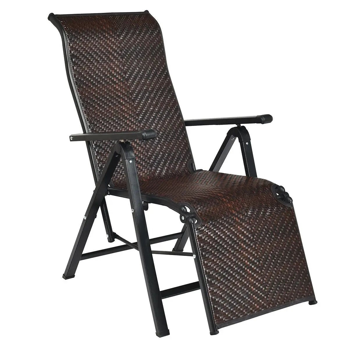 Patio Back Adjustable Rattan Folding Lounge Recliner by DirectDeals