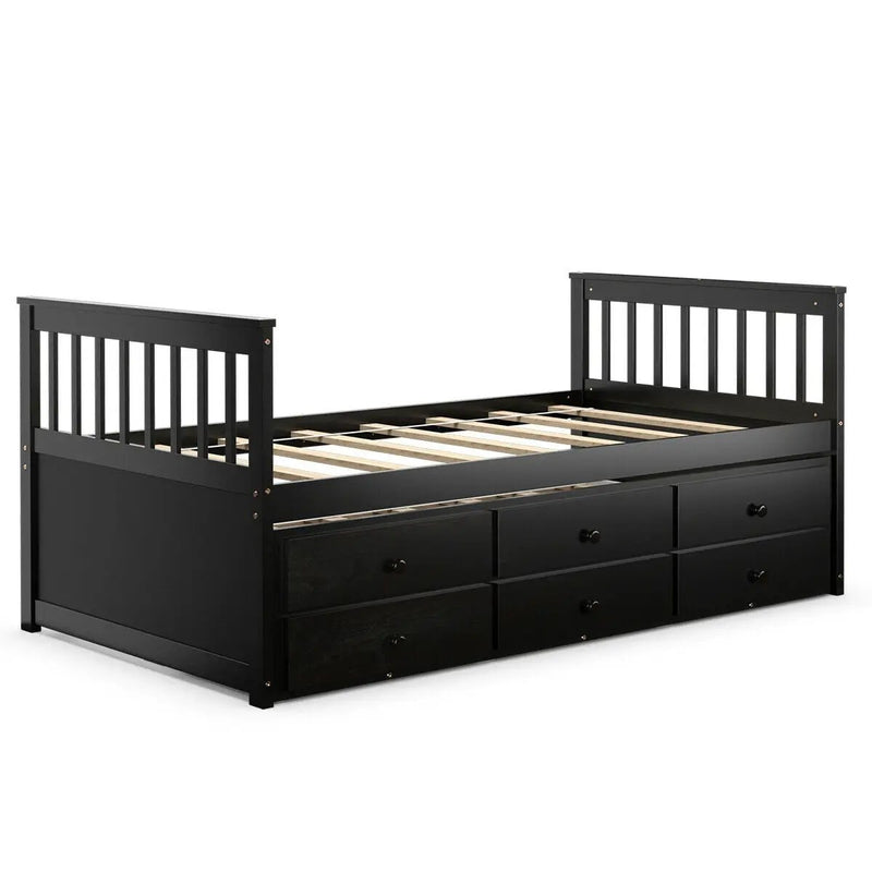 Twin Captain’s Bed with Trundle and 3 Storage Drawers by DirectDeals