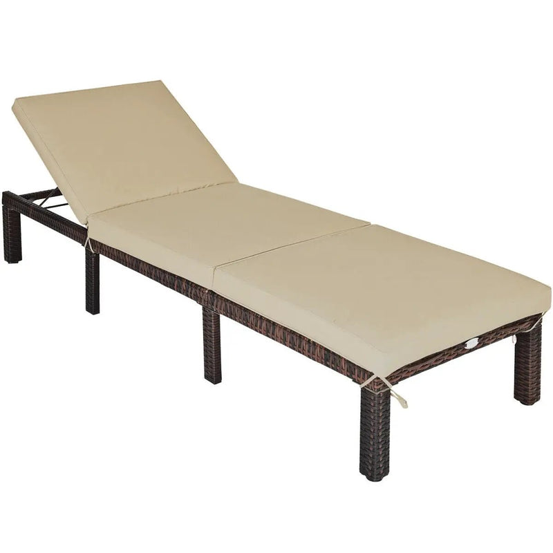 Outdoor Rattan Adjustable Cushioned Chaise by DirectDeals